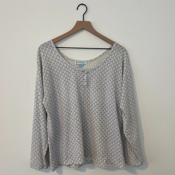 Currants by Jeri-Jo (L) Wide Neck Floral Long Sleeve Tee - Picture 1 of 7